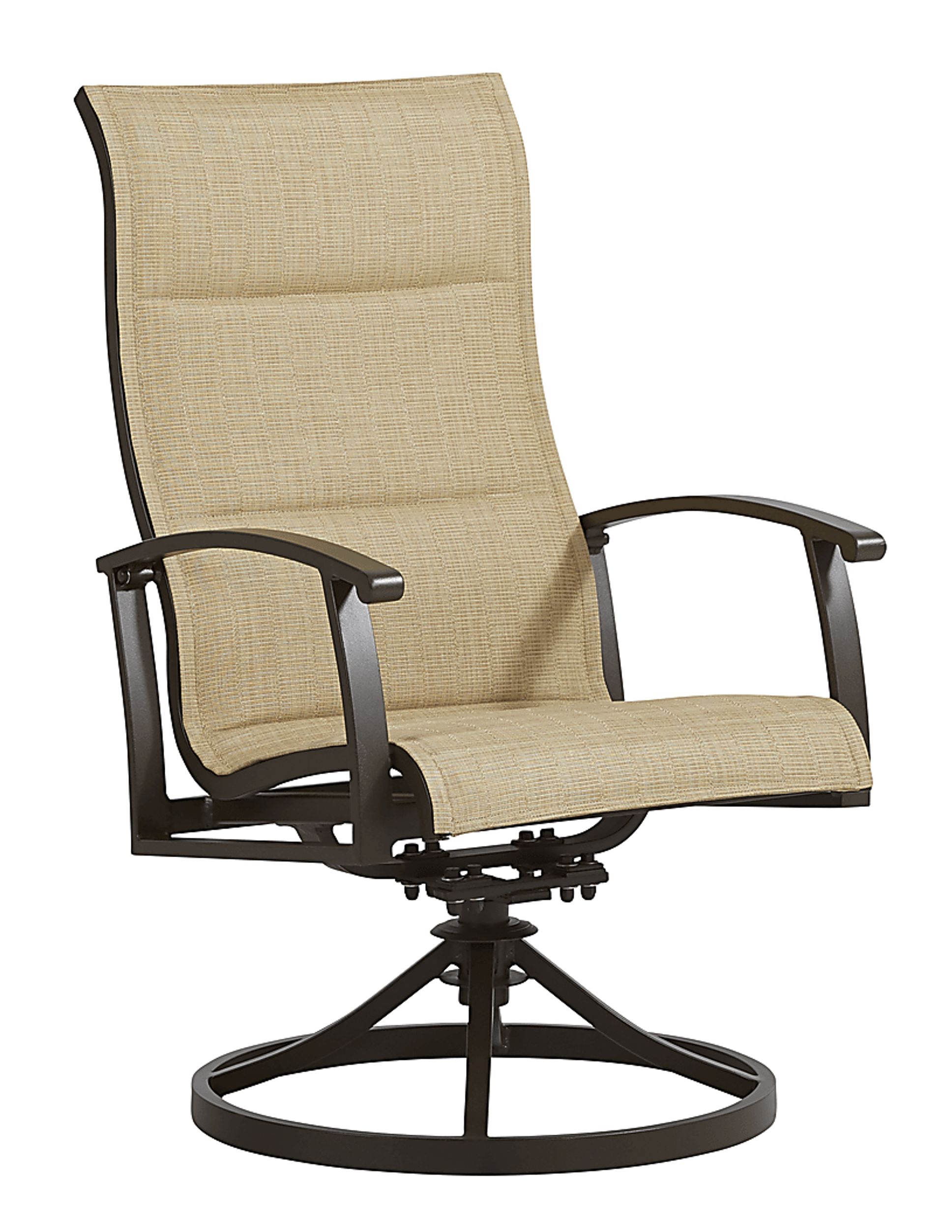 Lake Breeze Aged Bronze Outdoor Swivel Sling Dining Chair - Image 1