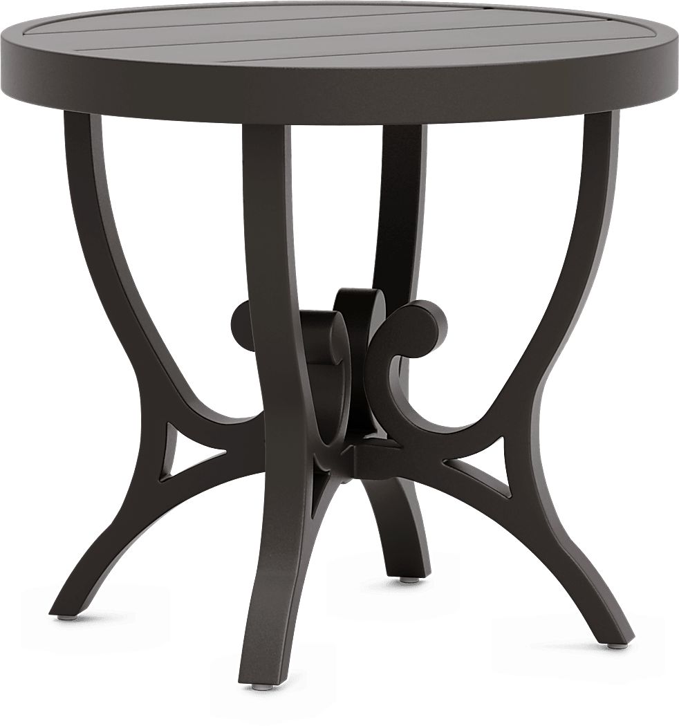 Lake Breeze Aged Bronze Round Outdoor End Table