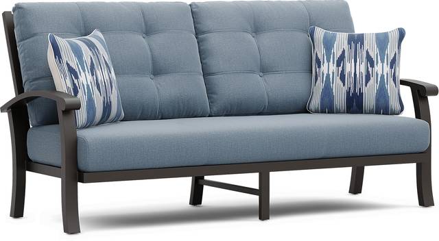 Lake Breeze Aged Bronze 3 Pc Outdoor Seating Set with Blueberry Cushions - Thumbnail - Image 3