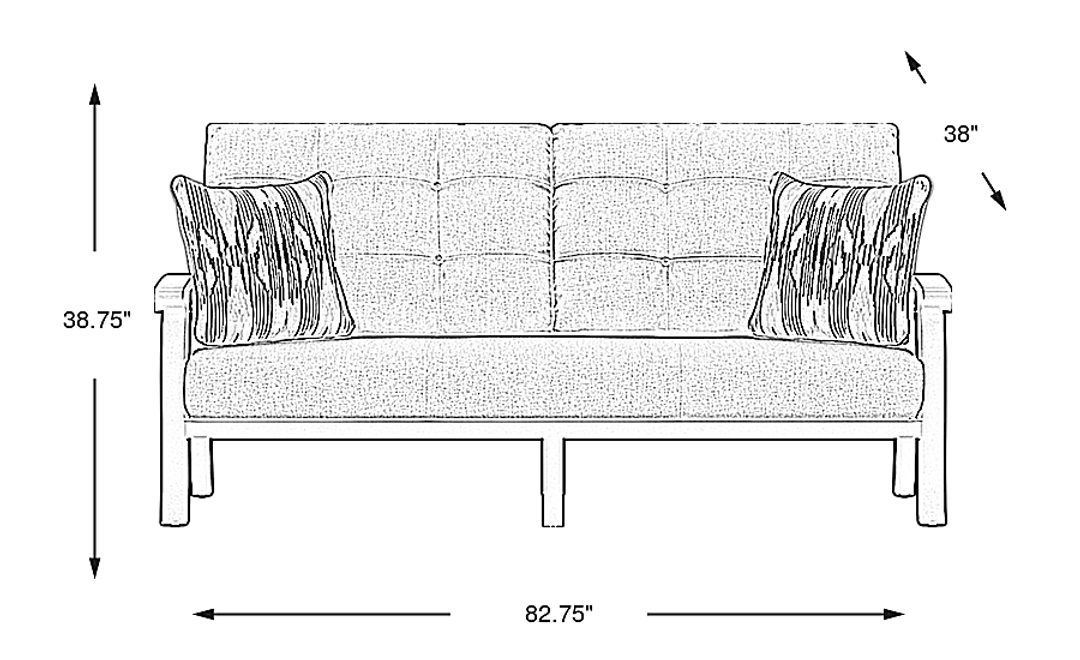 Lake Breeze Aged Bronze Outdoor Sofa with Blueberry Cushions
