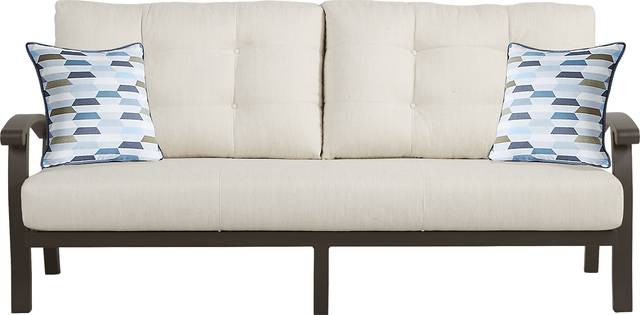 Lake Breeze Aged Bronze Outdoor Sofa with Parchment Cushions - Thumbnail - Image 3