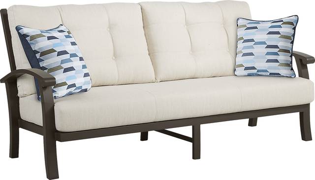 Lake Breeze Aged Bronze Outdoor Sofa with Parchment Cushions - Thumbnail - Image 1