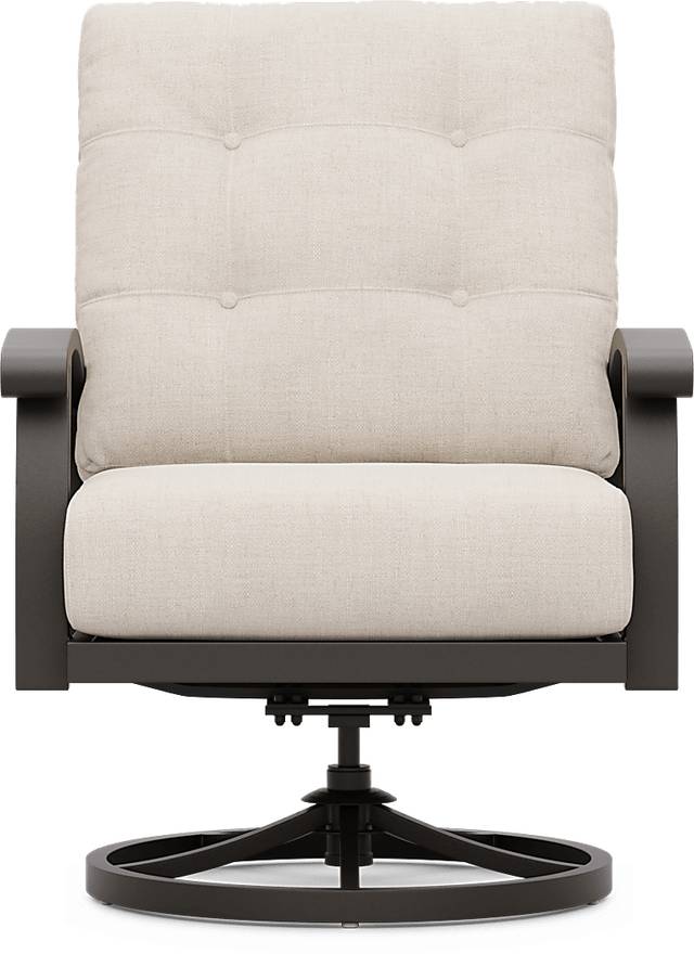 Lake Breeze Aged Bronze Outdoor Swivel Club Chair with Parchment Cushions - Thumbnail - Image 2