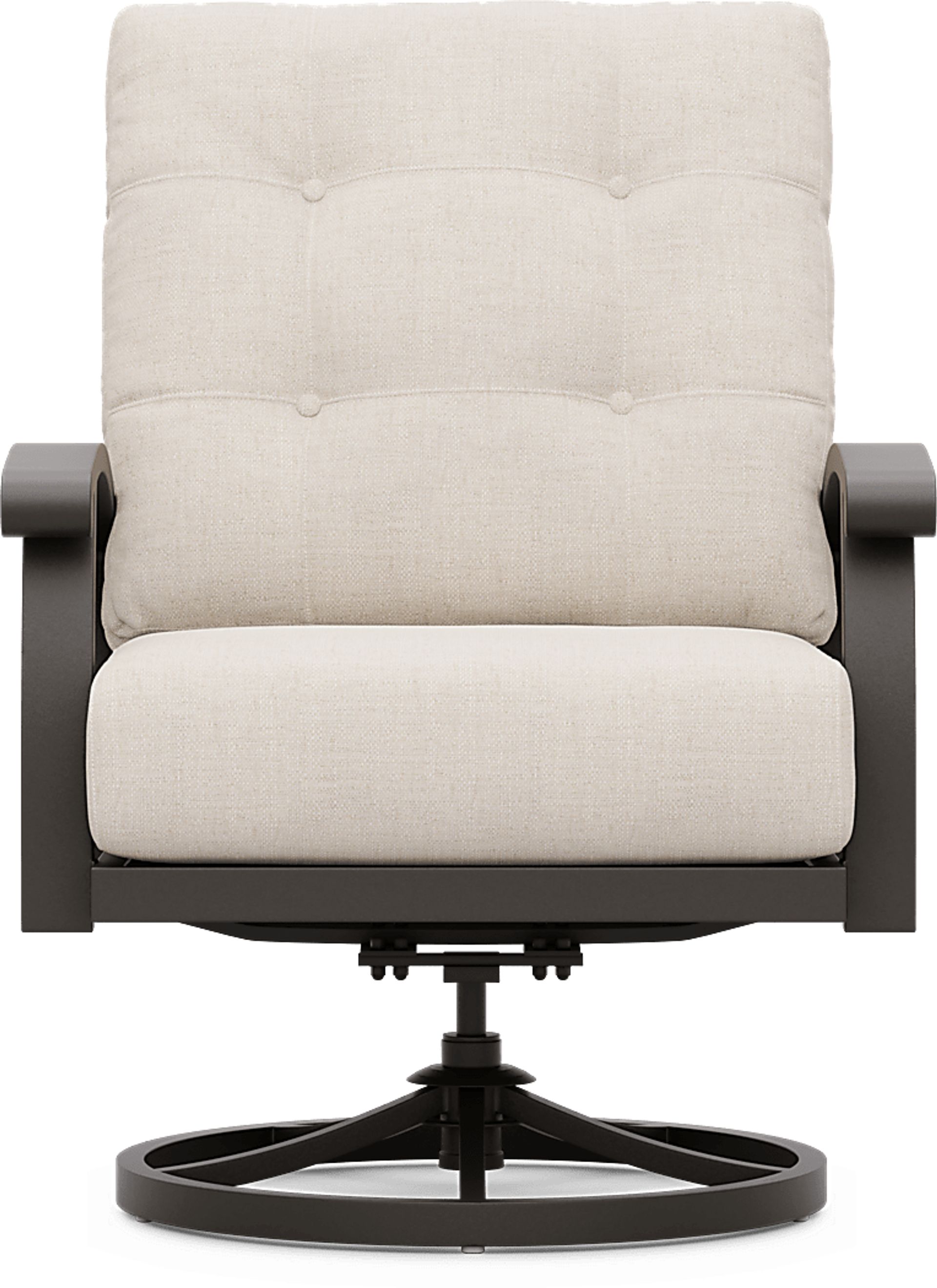 Lake Breeze Aged Bronze Outdoor Swivel Club Chair with Parchment Cushions - Image 2