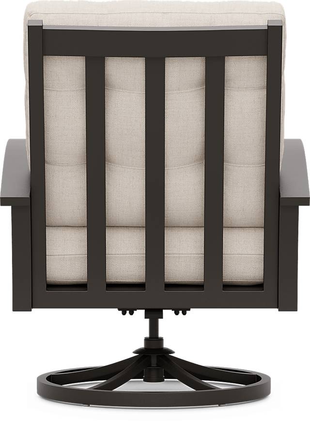 Lake Breeze Aged Bronze Outdoor Swivel Club Chair with Parchment Cushions - Thumbnail - Image 3