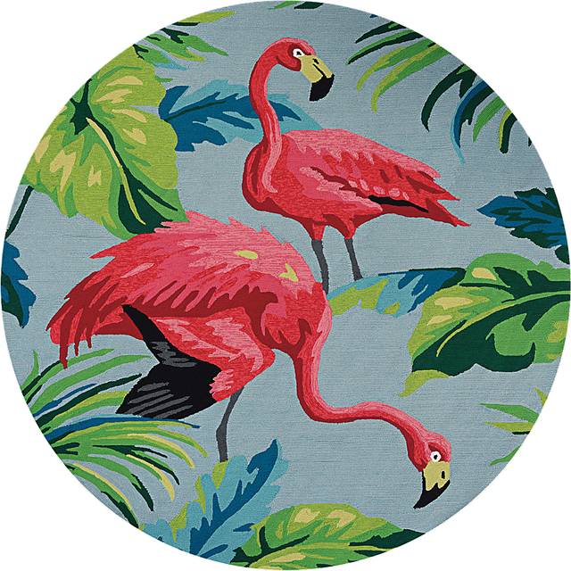Lake Reflections Blue 7'10 Indoor/Outdoor Round Rug - Thumbnail - Image 1