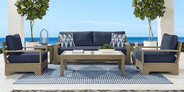 Lake Tahoe Gray Outdoor Club Chair with Indigo Cushions - Thumbnail - Image 2