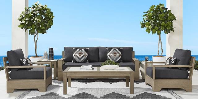 Lake Tahoe Gray Outdoor Club Chair with Charcoal Cushions - Thumbnail - Image 2