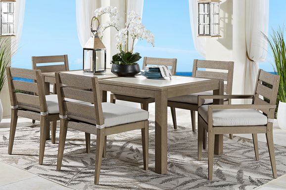 Lake Tahoe Gray 5 Pc Rectangle Outdoor Dining Set with Seagull Cushions