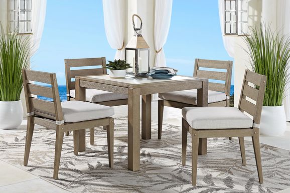 Lake Tahoe Gray 5 Pc Square Outdoor Dining Set with Seagull Cushions