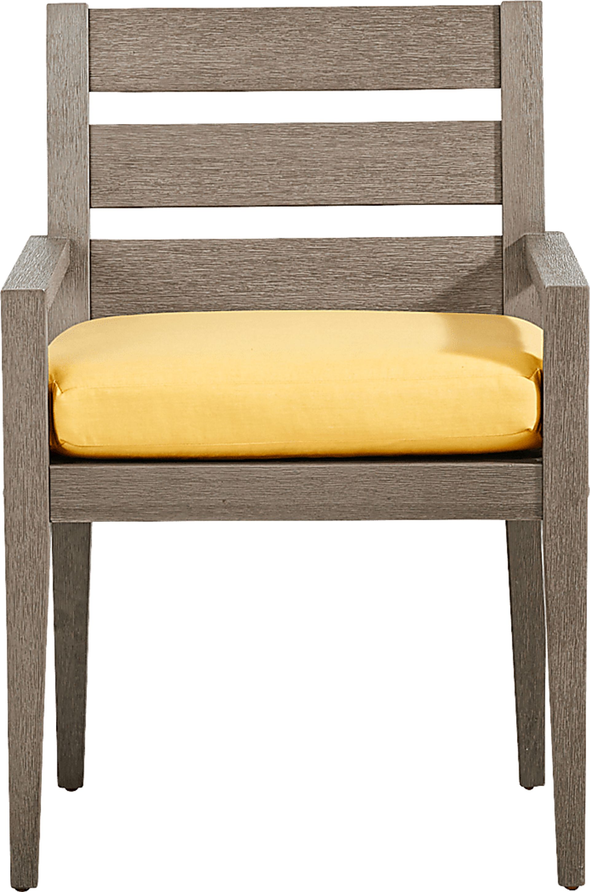 Lake Tahoe Gray Outdoor Arm Chair with Buttercup Cushion - Image 2