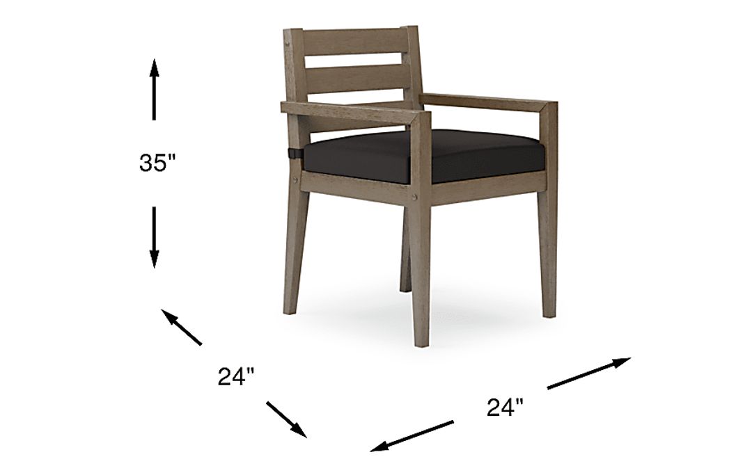 Lake Tahoe Gray Outdoor Arm Chair with Charcoal Cushion