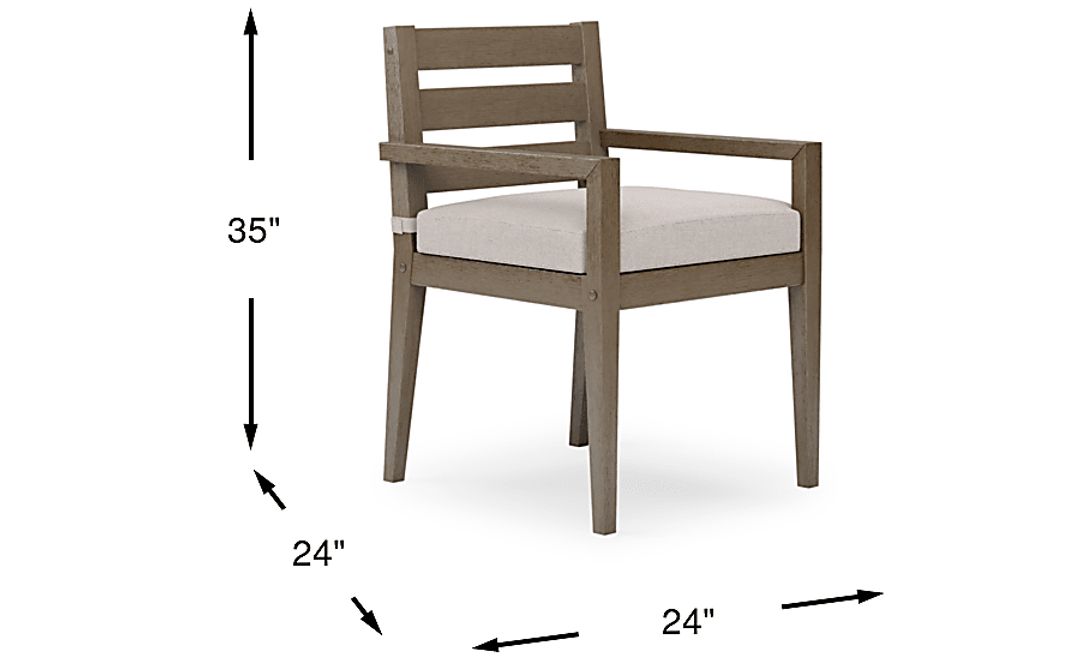 Lake Tahoe Gray Outdoor Arm Chair with Seagull Cushion