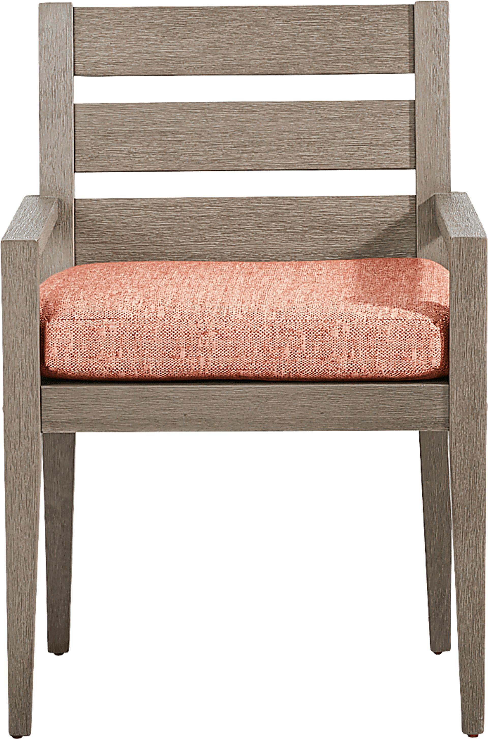 Lake Tahoe Gray Outdoor Arm Chair with Terracotta Cushion - Image 2