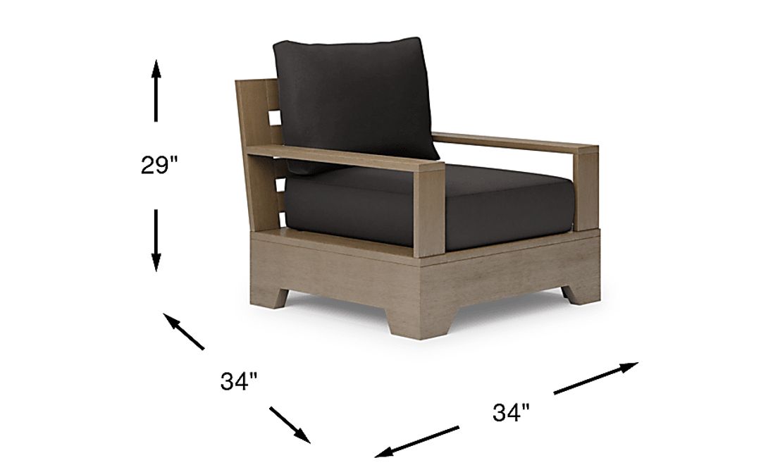 Lake Tahoe Gray Outdoor Club Chair with Charcoal Cushions