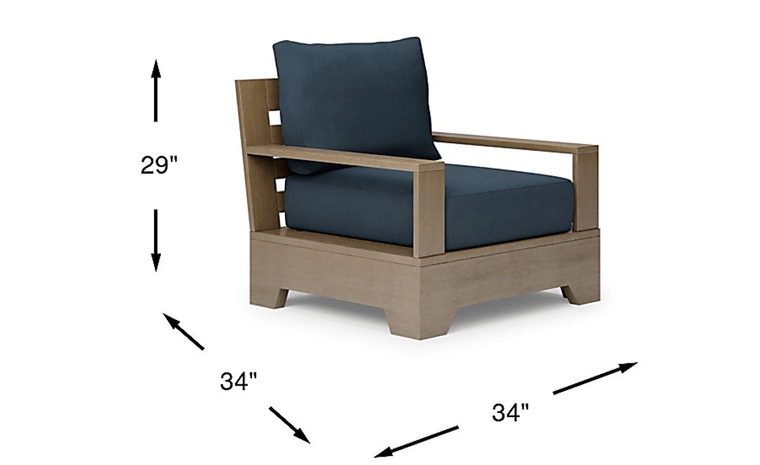 Lake Tahoe Gray Outdoor Club Chair with Indigo Cushions