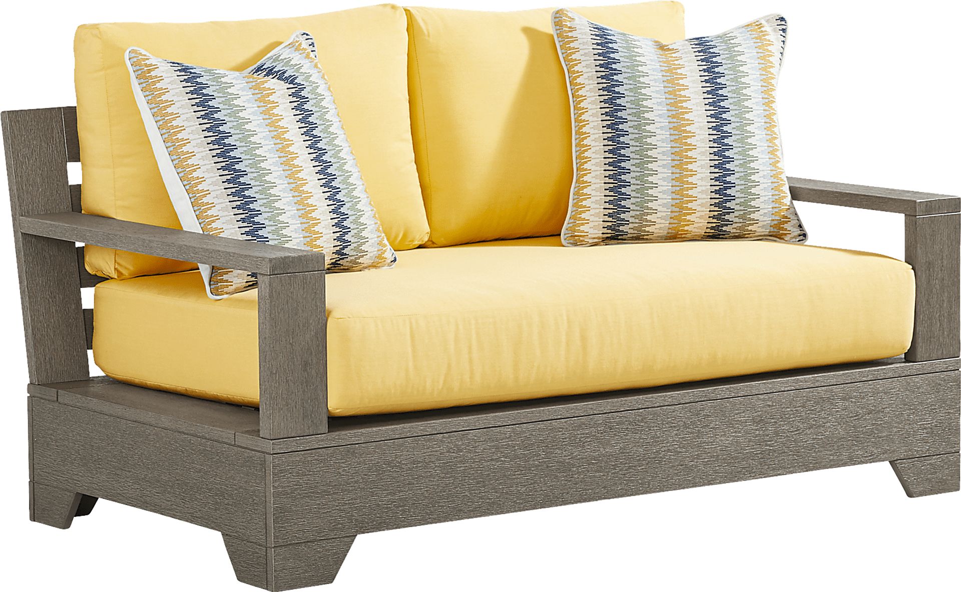 Lake Tahoe Gray Outdoor Loveseat with Buttercup Cushions - Image 2