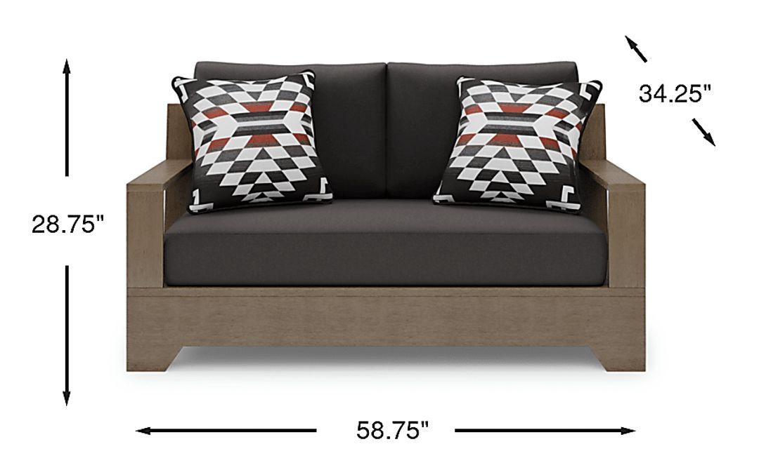 Lake Tahoe Gray Outdoor Loveseat with Charcoal Cushions