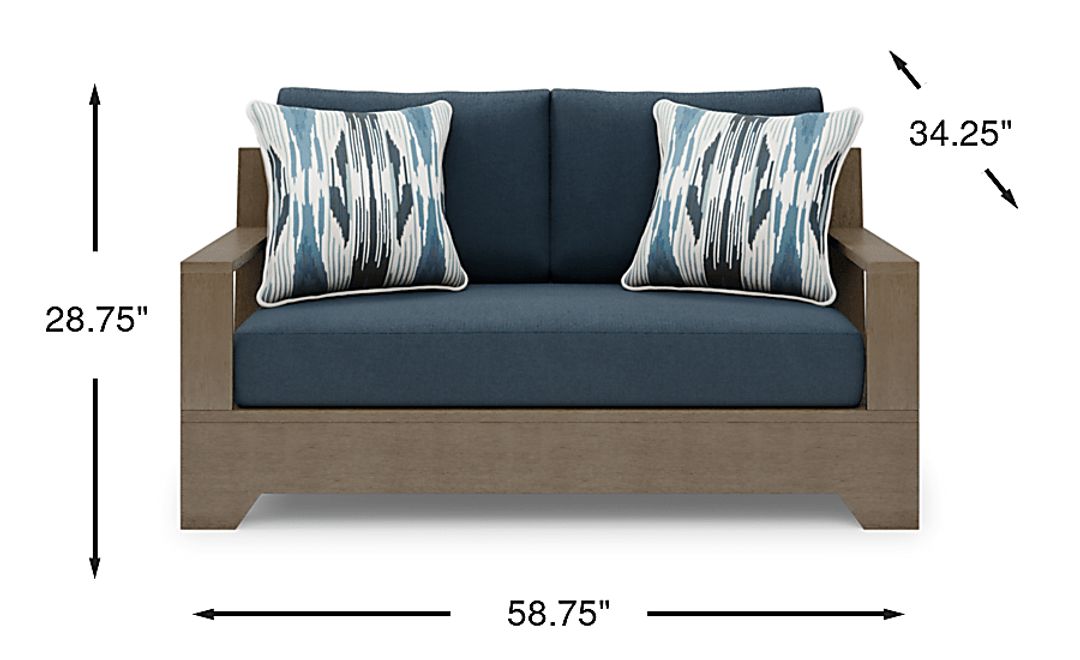 Lake Tahoe Gray Outdoor Loveseat with Indigo Cushions
