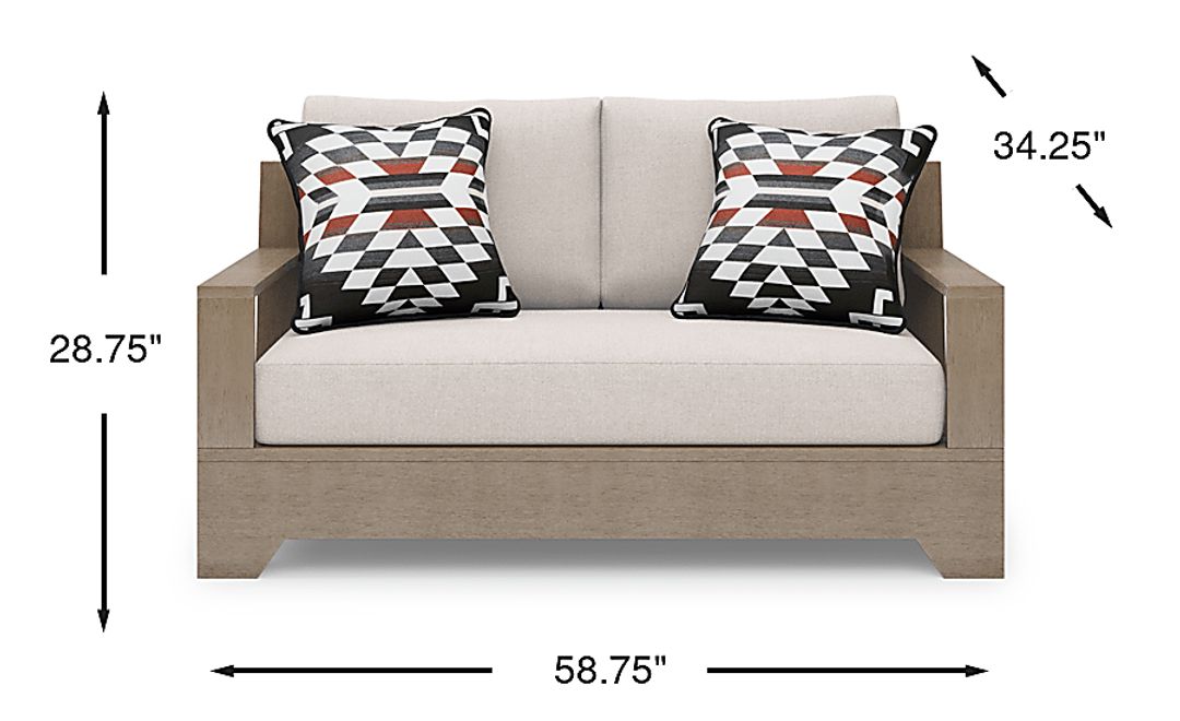 Lake Tahoe Gray Outdoor Loveseat with Seagull Cushions