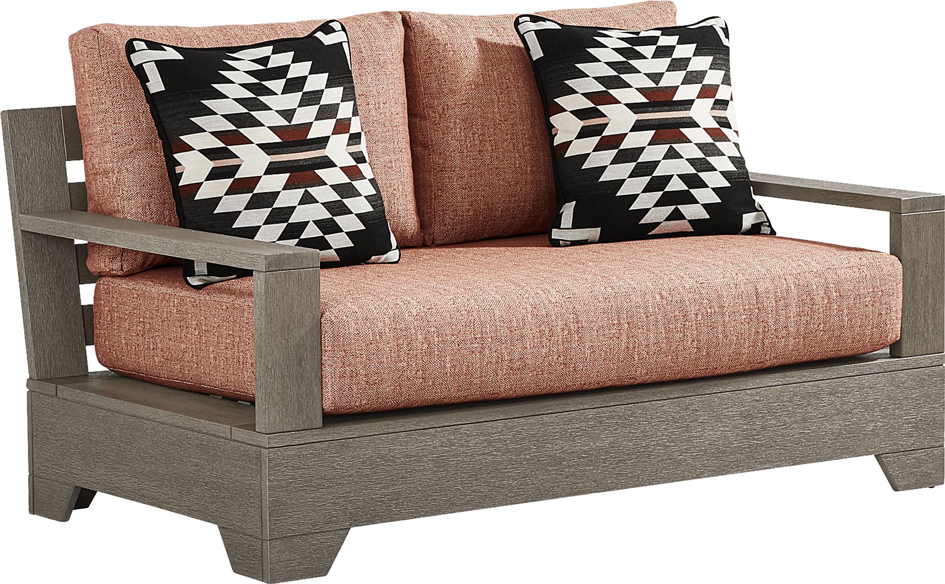 Lake Tahoe Gray Outdoor Loveseat with Terracotta Cushions - Image 2
