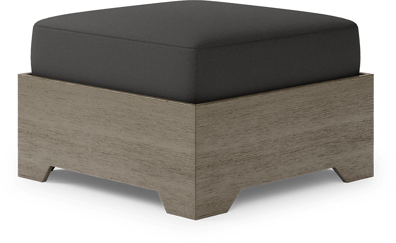Lake Tahoe Gray Outdoor Ottoman with Charcoal Cushion