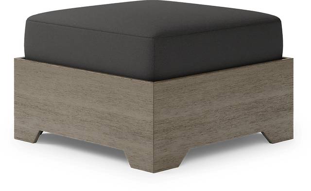 Lake Tahoe Gray Outdoor Ottoman with Charcoal Cushion - Thumbnail - Image 1