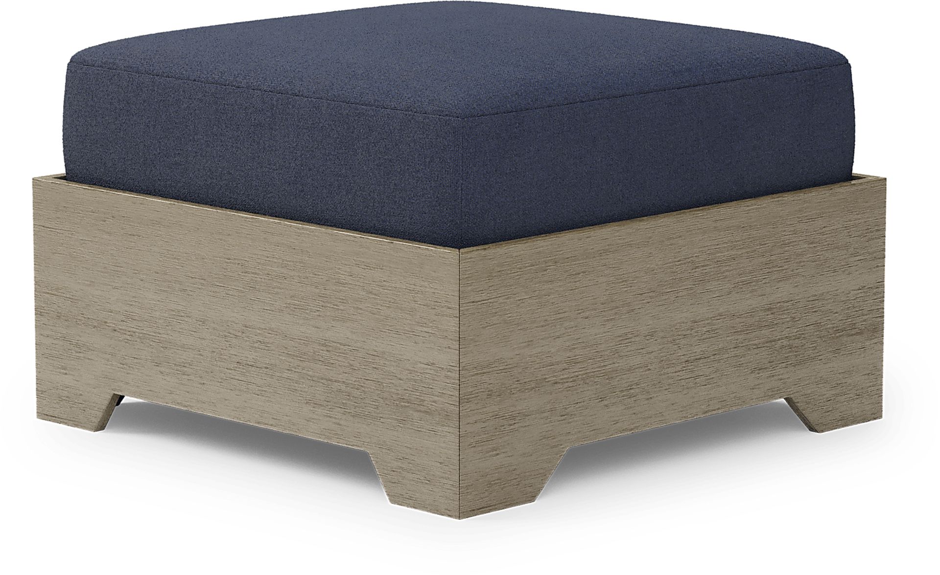 Lake Tahoe Gray Outdoor Ottoman with Indigo - Image 1