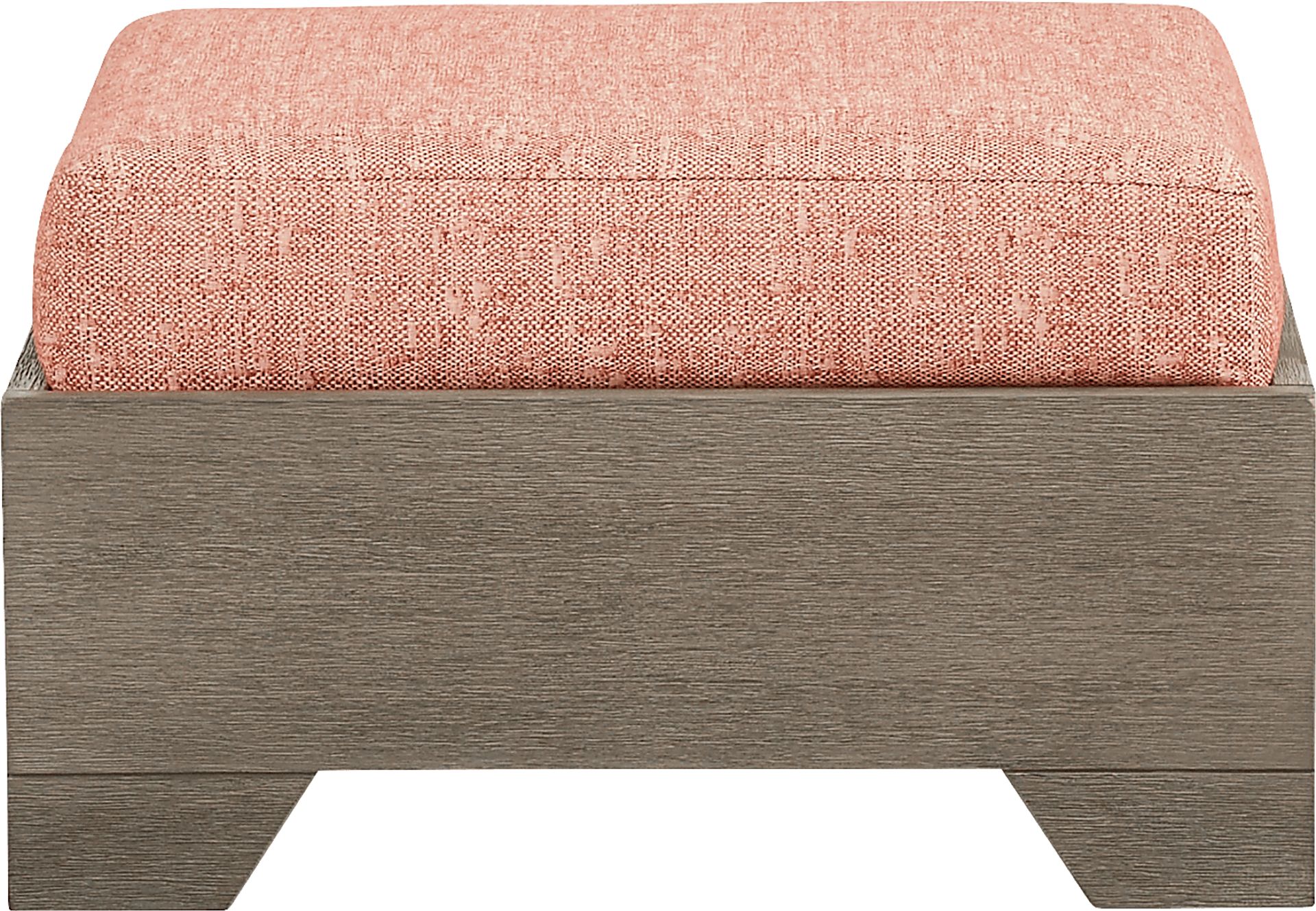 Lake Tahoe Gray Outdoor Ottoman with Terracotta Cushion - Image 2