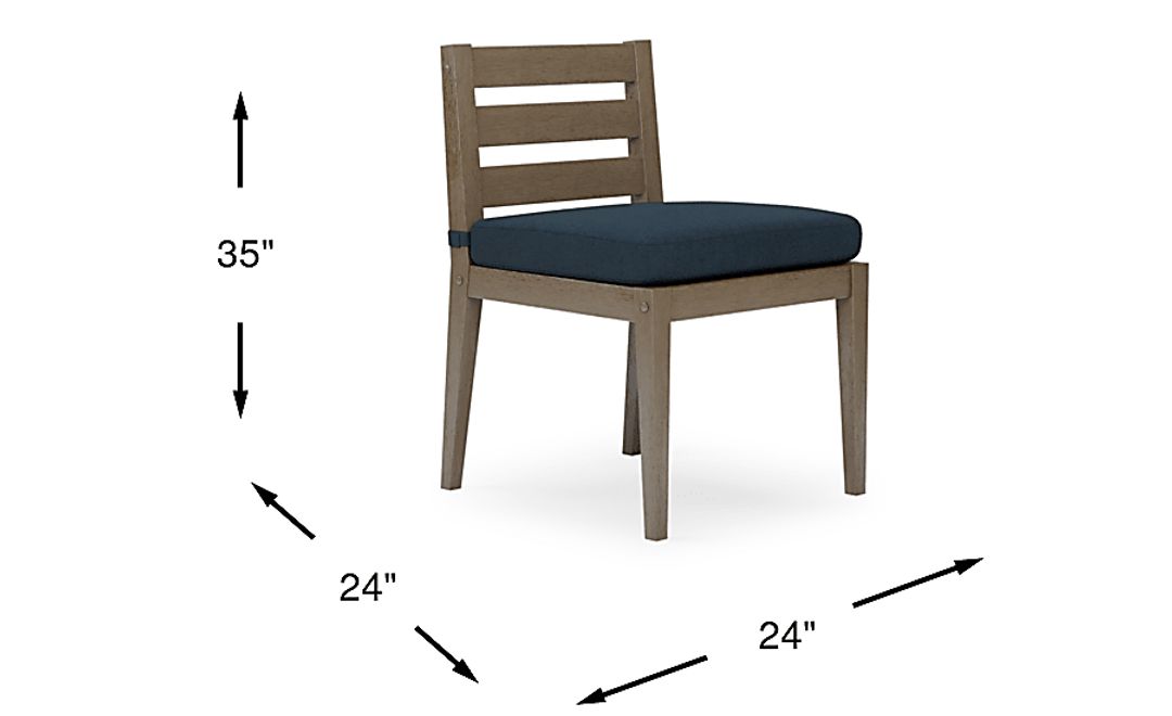 Lake Tahoe Gray Outdoor Side Chair with Indigo Cushion
