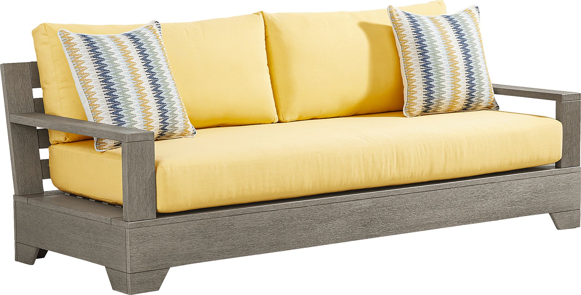 Lake Tahoe Gray Outdoor Sofa with Buttercup Cushions - Image 2