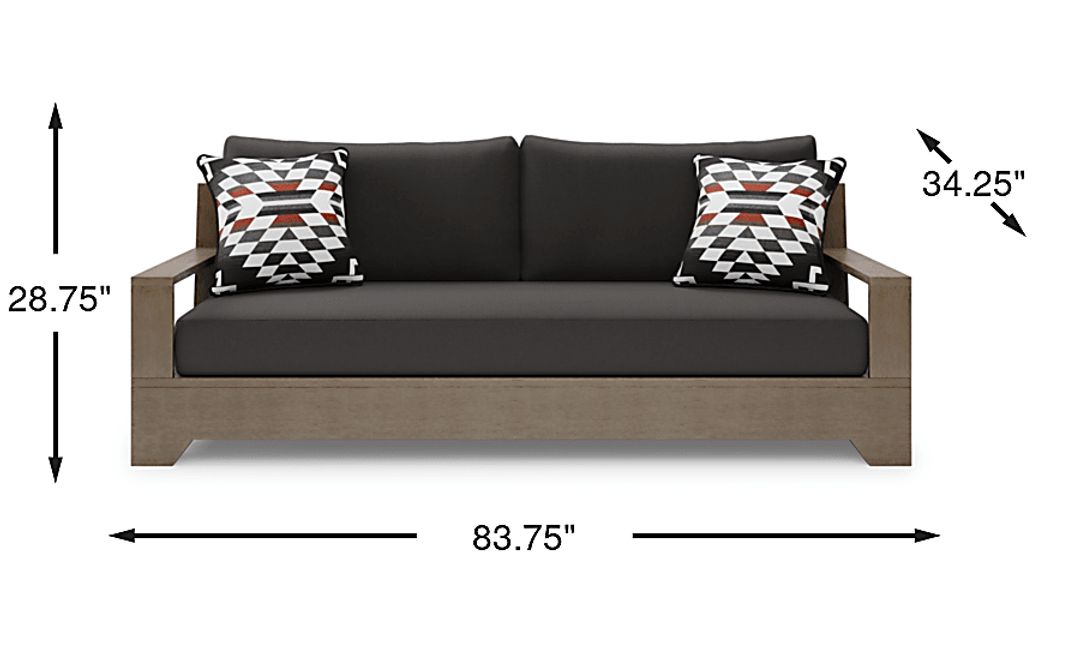 Lake Tahoe Gray Outdoor Sofa with Charcoal Cushions