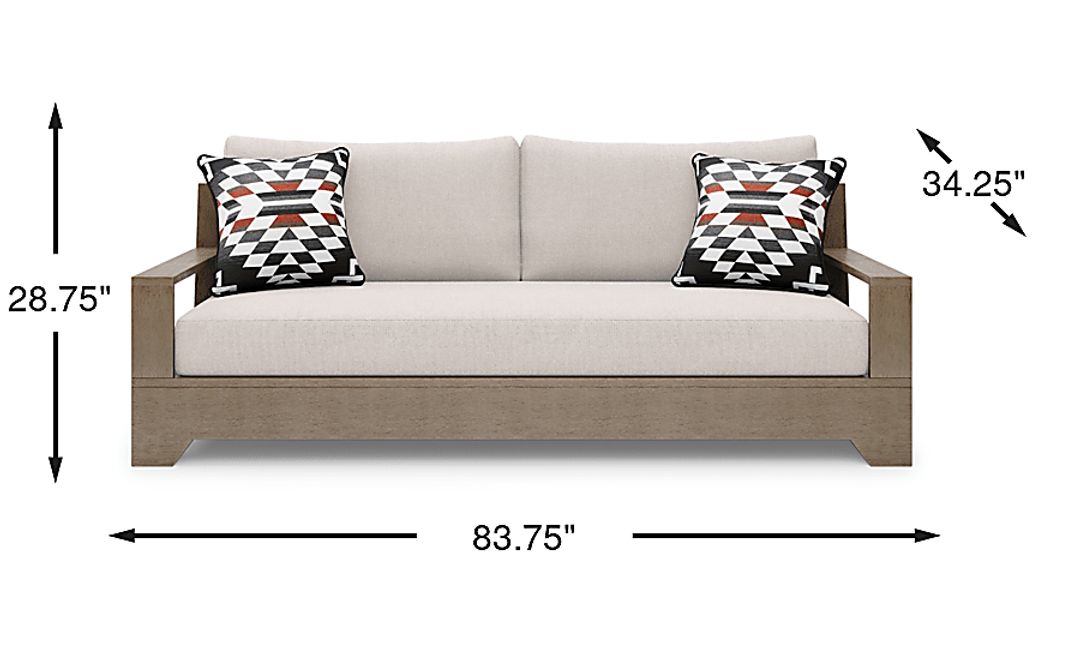 Lake Tahoe Gray Outdoor Sofa with Seagull Cushions