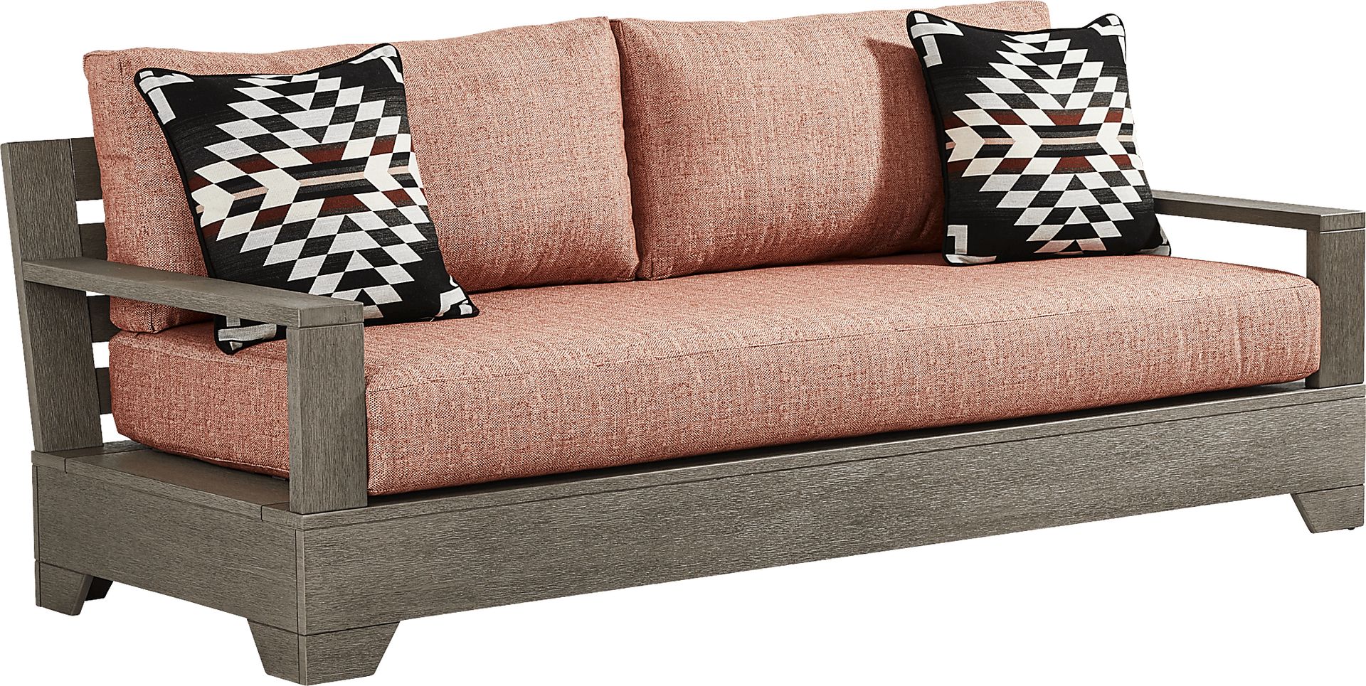 Lake Tahoe Gray Outdoor Sofa with Terracotta Cushions - Image 2