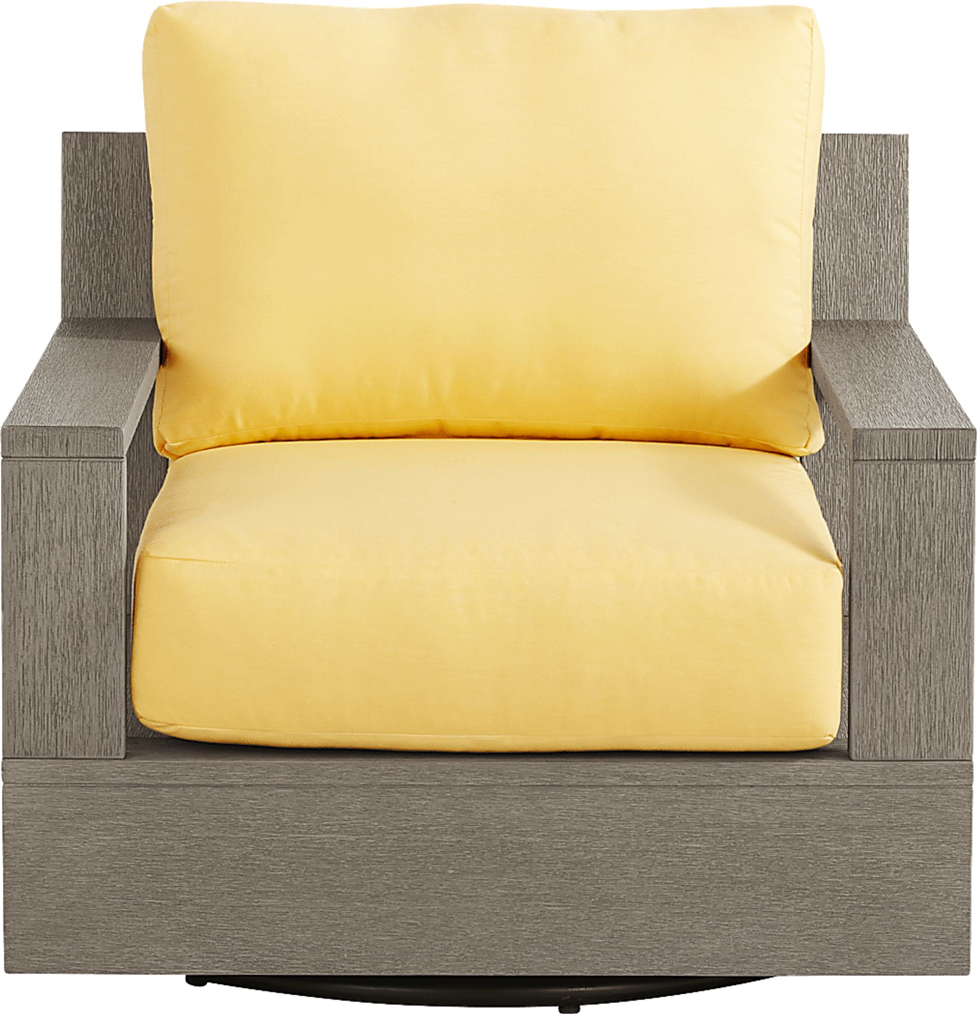 Lake Tahoe Gray Outdoor Swivel Chair with Buttercup Pillows - Image 2