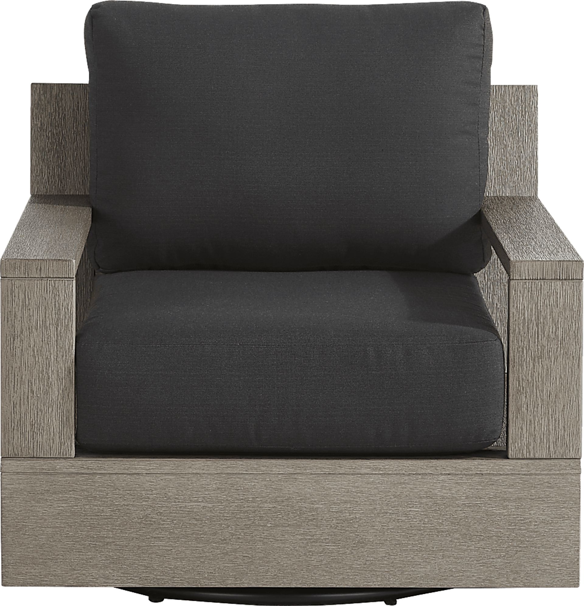 Lake Tahoe Gray Outdoor Swivel Chair with Charcoal Pillows - Image 2