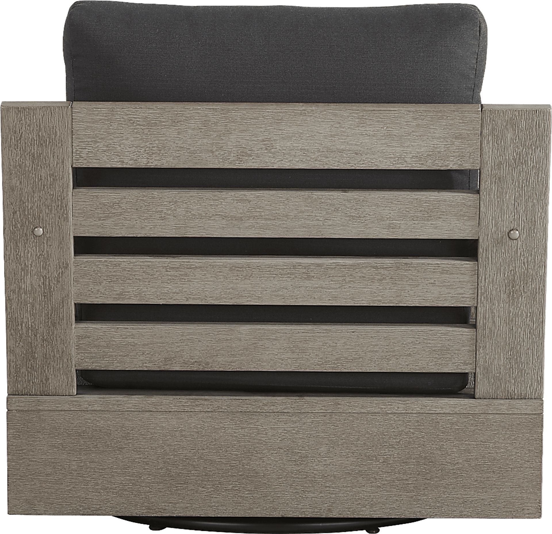 Lake Tahoe Gray Outdoor Swivel Chair with Charcoal Pillows - Image 3