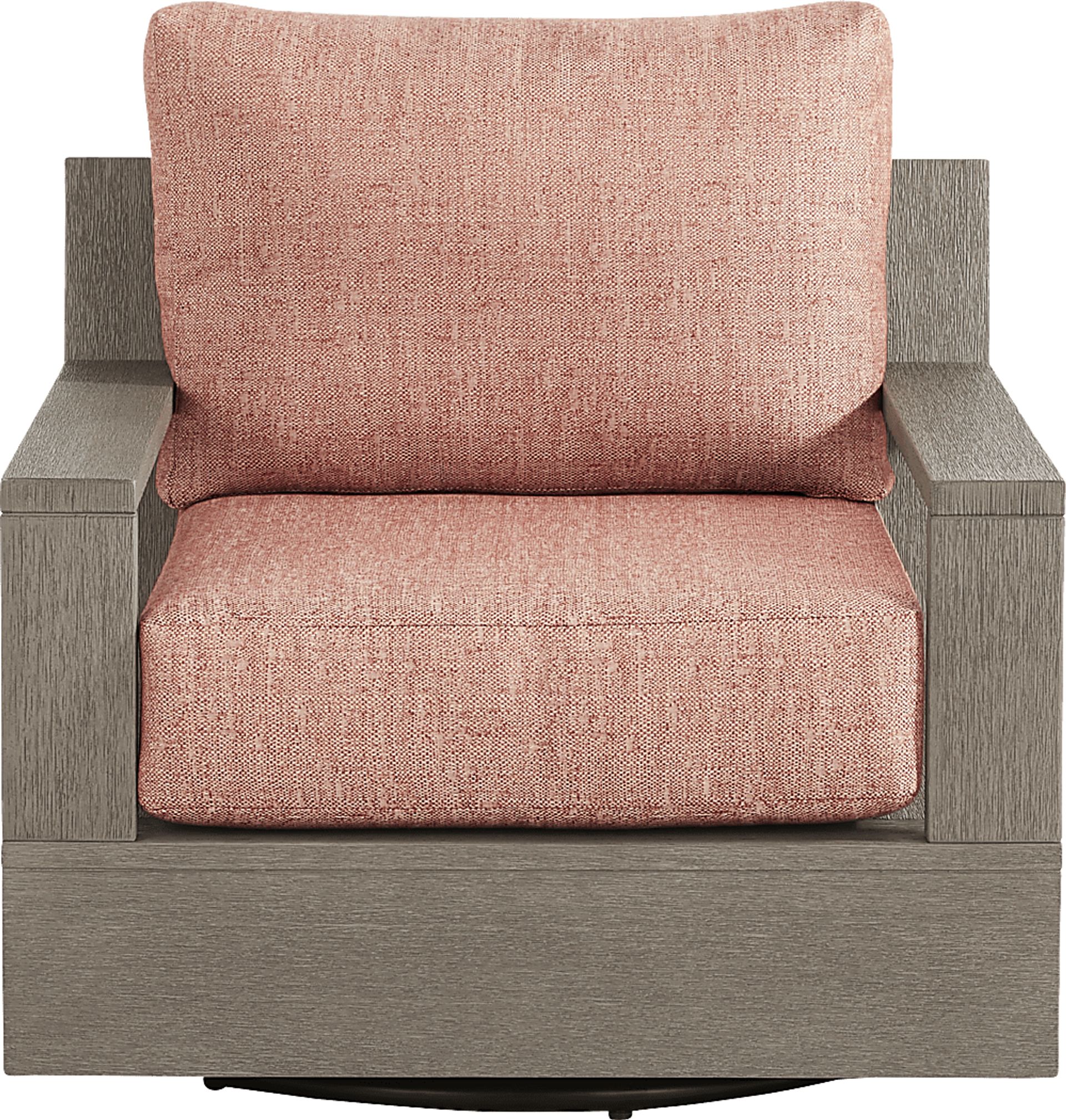 Lake Tahoe Gray Outdoor Swivel Chair with Terracotta Pillows - Image 2