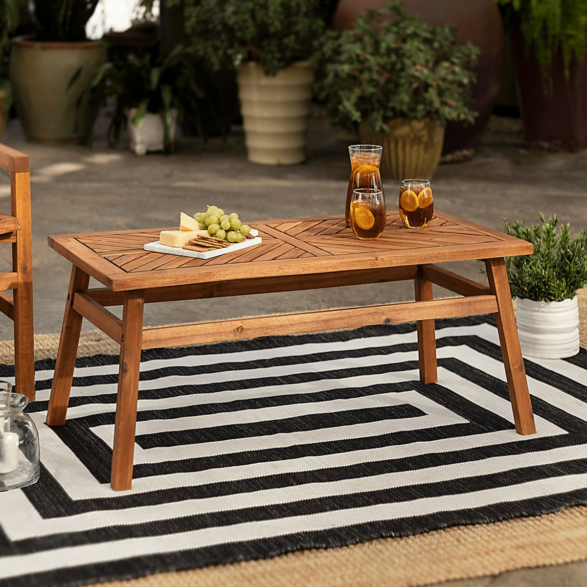 Lake Tana Light Brown Wood Outdoor Cocktail Table | Rooms to Go