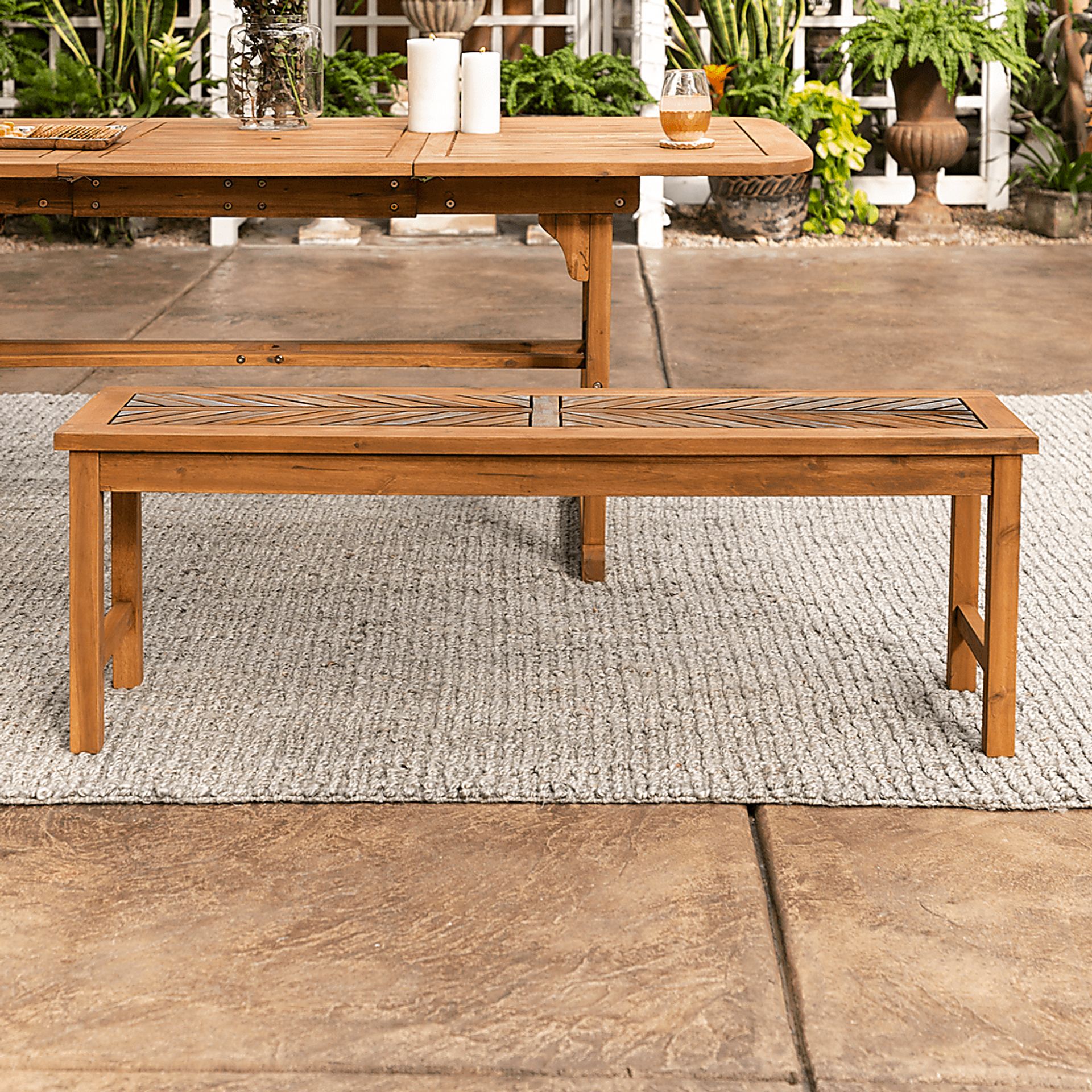 Lake Tana Brown Outdoor Dining Bench - Image 4