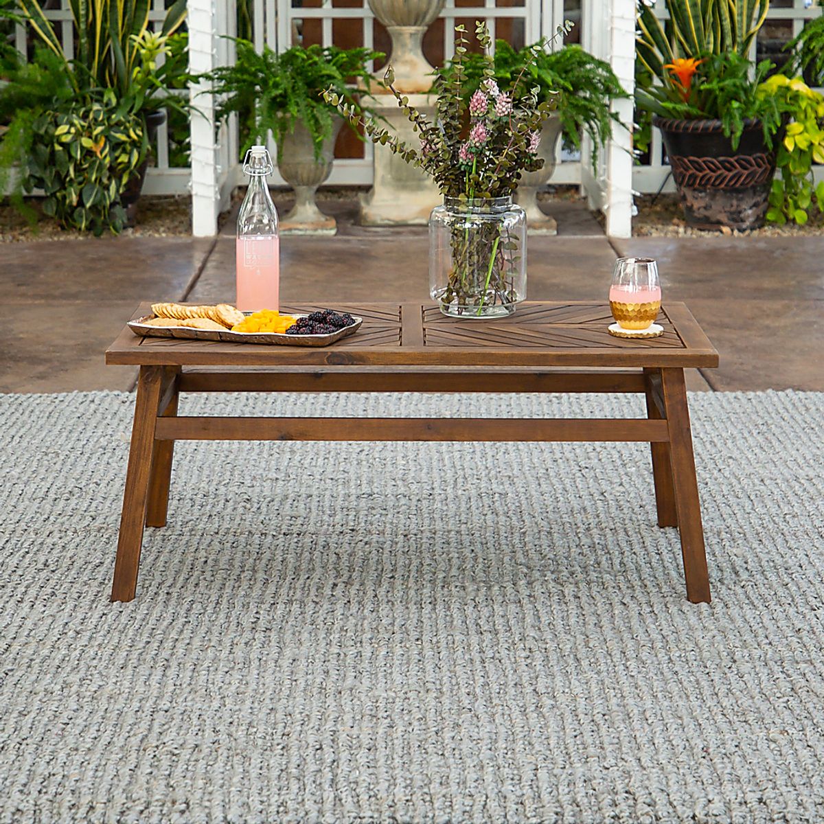 Lake Tana Dark Brown Wood Outdoor Cocktail Table | Rooms to Go