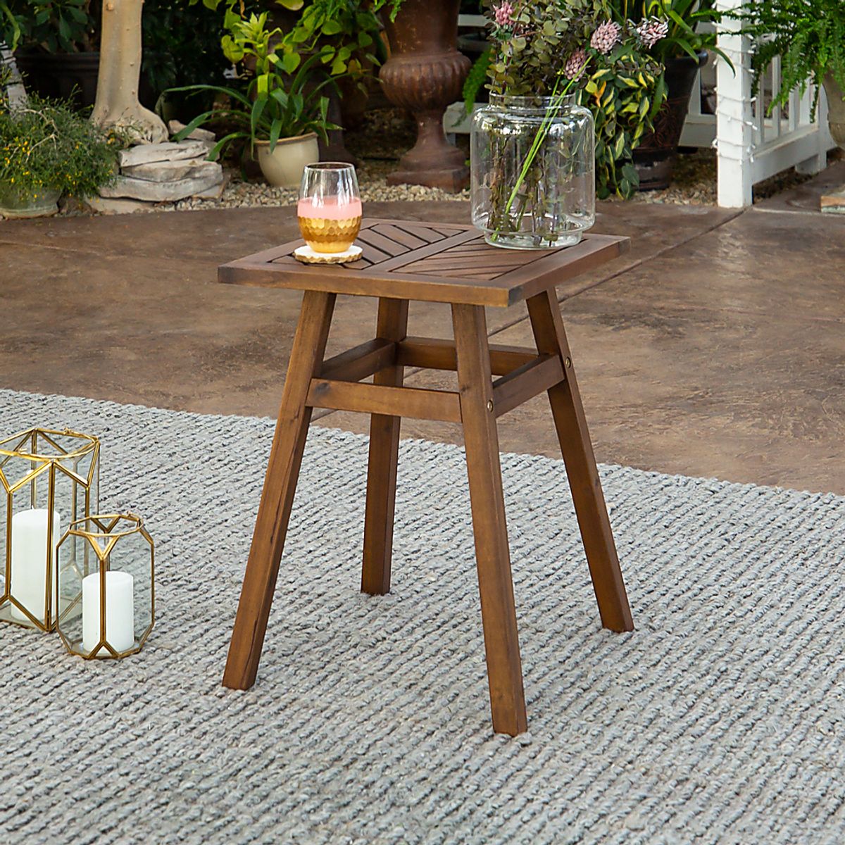 Lake Tana Dark Brown Wood Outdoor End Table | Rooms to Go