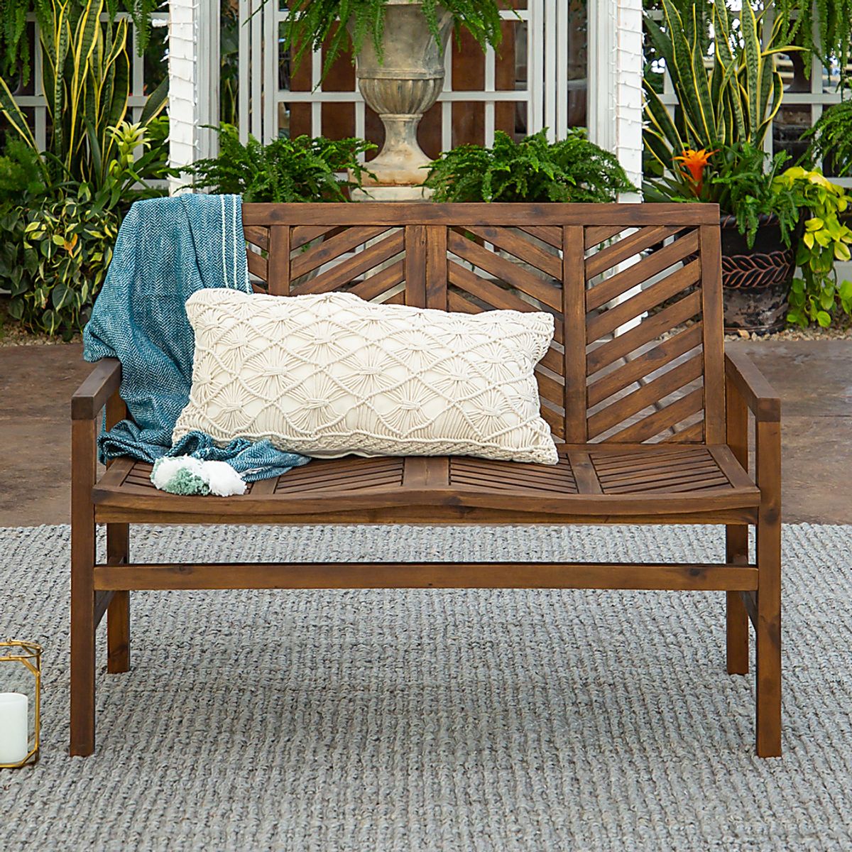 Lake Tana Dark Brown Wood Outdoor Loveseat | Rooms to Go