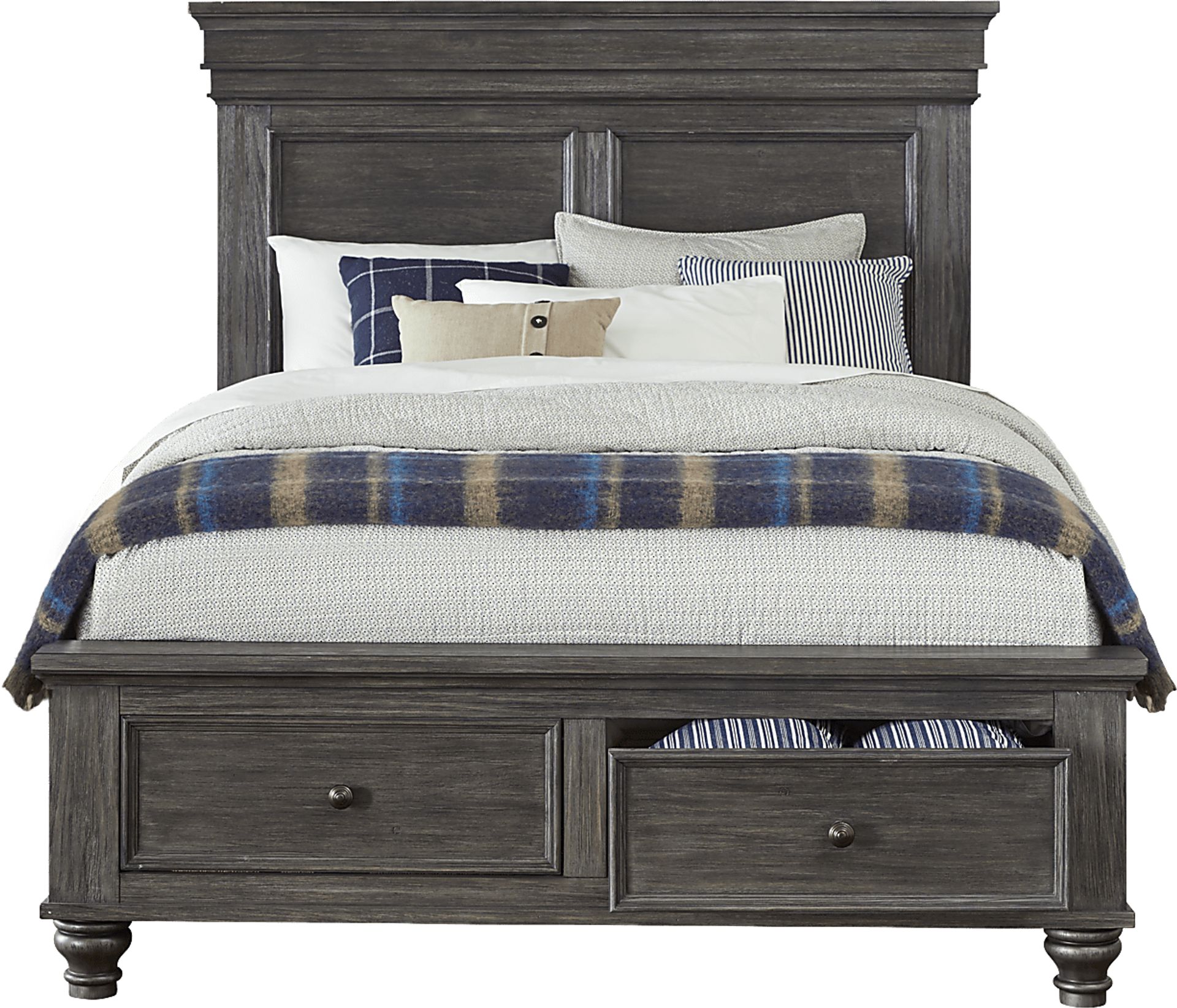 Lake Town Gray 3 Pc King Panel Bed with Storage - Image 2