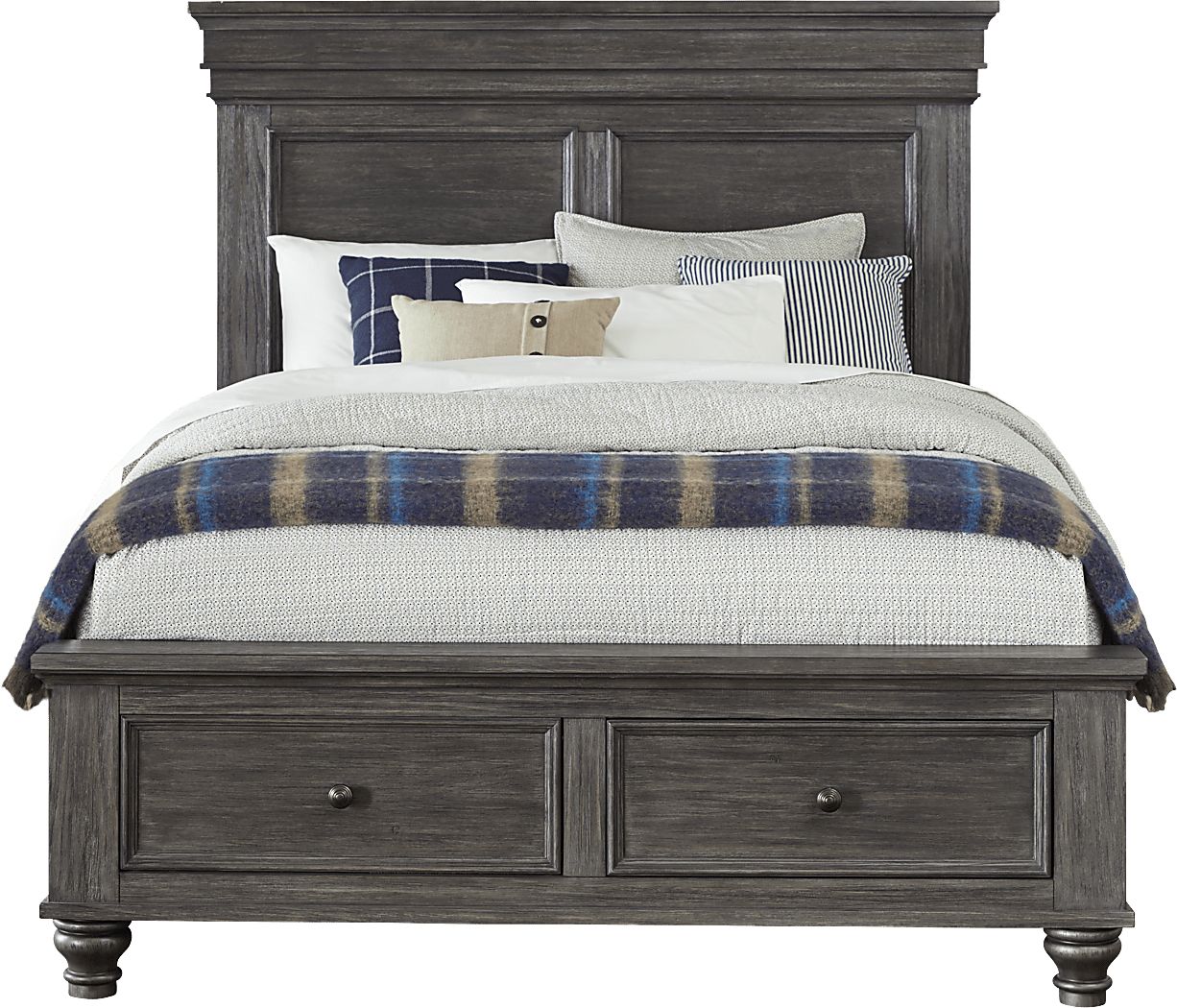 Lake Town Gray 3 Pc King Panel Bed with Storage