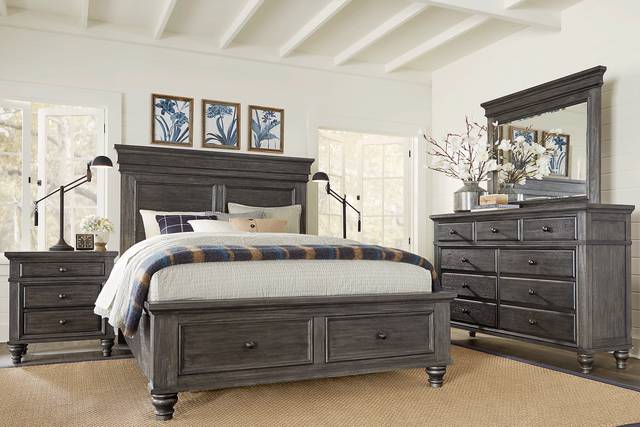 Lake Town Gray 5 Pc Queen Panel Bedroom with Storage - Thumbnail - Image 1