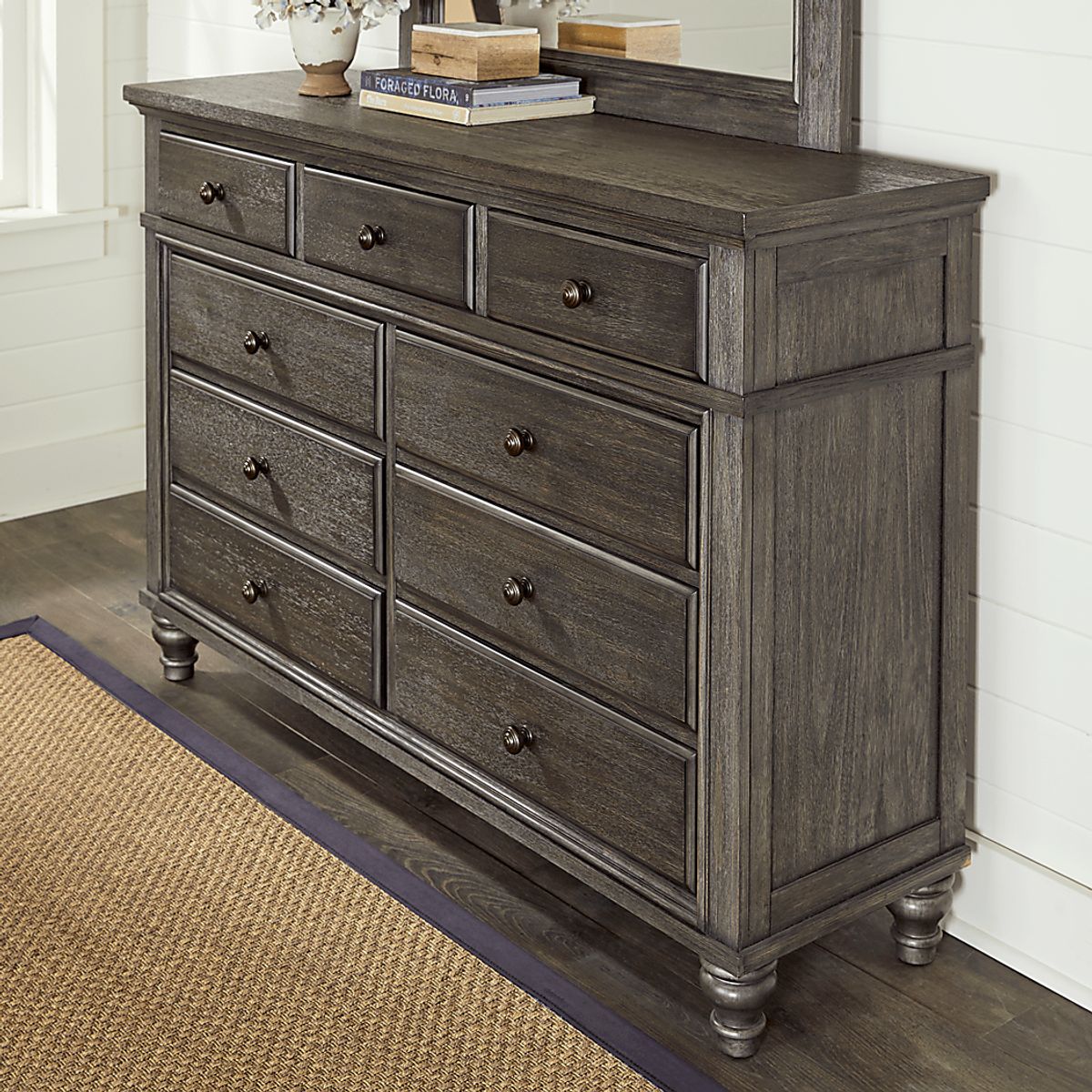 Lake Town 5 Pc Gray King Bedroom Set With Mirror, 3 Pc King Panel Bed