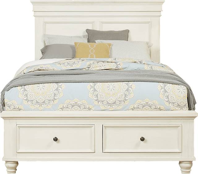 Lake Town Off-White 7 Pc King Panel Bedroom with Storage - Thumbnail - Image 2