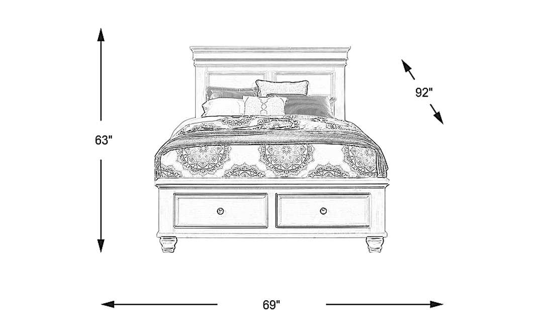 Lake Town Off-White 3 Pc Queen Panel Bed with Storage