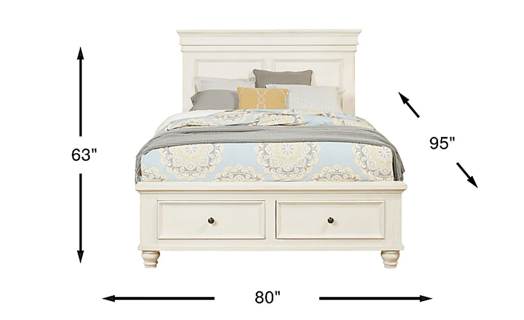 Lake Town Off-White 3 Pc Queen Panel Bed with Storage